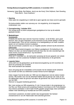 Verslag Bestuursvergadering KOM Loosduinen, 6 november 2014