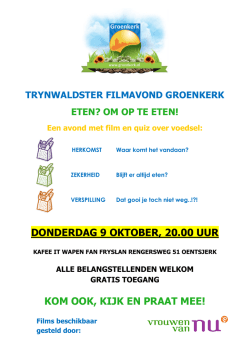 DONDERDAG 9 OKTOBER, 20.00 UUR KOM OOK