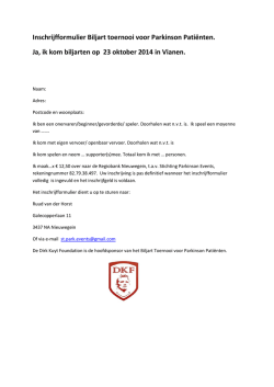 Inschrijfformulier Biljart toernooi voor Parkinson Pati&euml;nten. Ja, ik