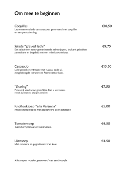 Diner Kaart - Grand Caf&eacute; de Steeg