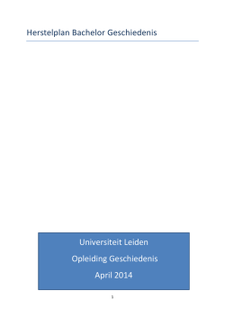 Herstelplan Bachelor Geschiedenis Universiteit Leiden