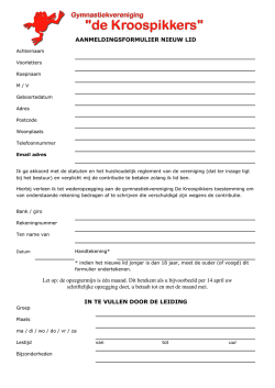 AANMELDINGSFORMULIER NIEUW LID Let op