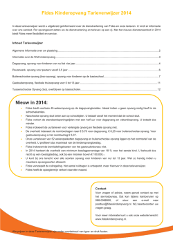 Fides Kinderopvang Tarievenwijzer 2014 Nieuw in 2014: