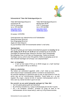Informatiebrief Tinker Bell Kinderdagverblijven bv Tinker Bell