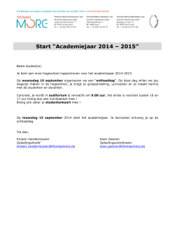 Start “Academiejaar 2014 – 2015”