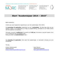 Start “Academiejaar 2014 – 2015”
