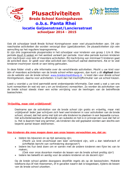 Informatie Plusactiviteiten 2014-2015 Koningshaven
