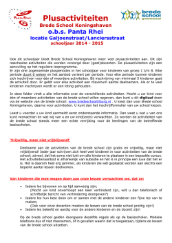 Informatie Plusactiviteiten 2014-2015 Koningshaven