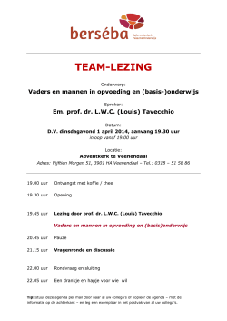 Agenda Team-lezing - Prof. Dr. L.W.C. (Louis) Tavecchio 2014