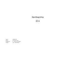 Sportbegroting 2014 - Sportraad Dordrecht