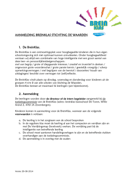 Aanmeldingsprocedure Breinklas per 28-08-2014