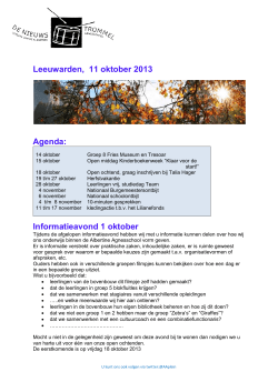 Leeuwarden, 11 oktober 2013 Agenda: Informatieavond 1 oktober