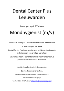 Dental Center Plus Leeuwarden Mondhygiënist (m/v)