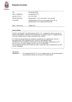 Raadsvoorstel vergaderschema 2015