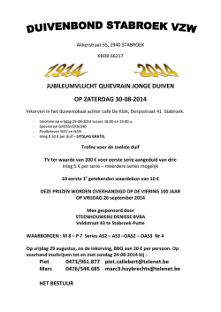 jubileumvlucht - Duivenbond STABROEK