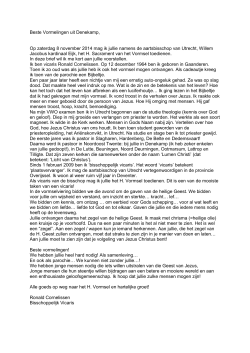 Brief van Vicaris Cornelissen - Parochie Lumen