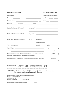 INSCHRIJFFORMULIER INSCHRIJFFORMULIER (Achter