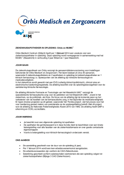 ZIEKENHUISAPOTHEKER IN OPLEIDING: Orbis en MUMC+