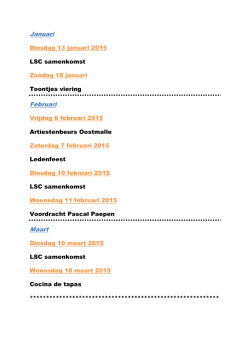 Dinsdag 13 januari 2015 LSC samenkomst Zondag 18 januari