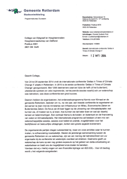 Brief van gemeente Rotterdam inzake internationale