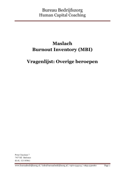 Bureau Bedrijfszorg Maslach Burnout Inventory (MBI) Vragenlijst