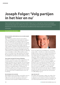 Interview Joseph Folger in Tijdschrift Conflicthantering juni 2014