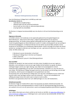 Voor het Montessori College Oost is de MSA op zoek naar