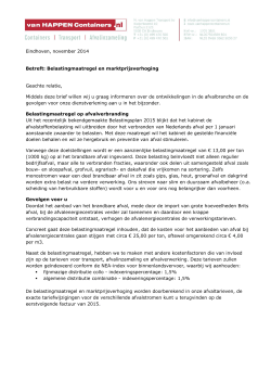 Eindhoven, november 2014 Betreft: Belastingmaatregel en