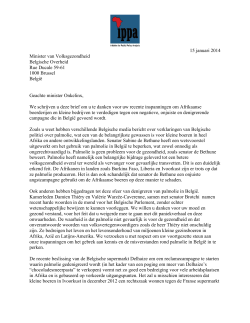 15 januari 2014 Minister van Volksgezondheid Belgische Overheid