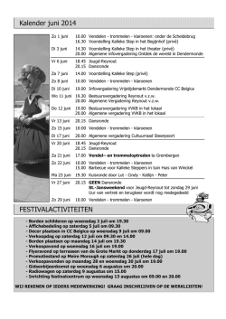 FESTIVALACTIVITEITEN Kalender juni 2014