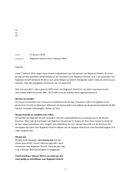 Informatiebrief start Regiotaxi Utrecht 1 februari 2014