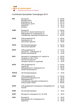 Contributies Specialisten Verenigingen 2014