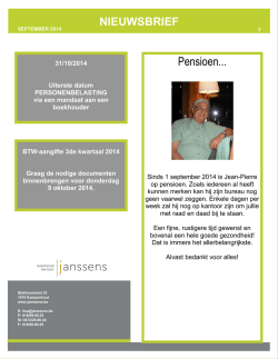 Nieuwsbrief september 2014