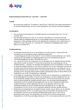 Onderhandelingsresultaat APG cao 1 april 2014 – 1 april 2015