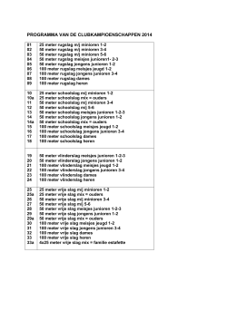 PROGRAMMA clubkampioenschappen 2014