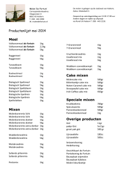 Productenlijst mei 2014 Meel Mixen Cake mixen