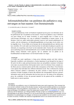 Informatiebehoeften van patinten die palliatieve zorg