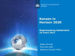 Horizon 2020 24 maart 2014. Saske Hoving. Puck ten