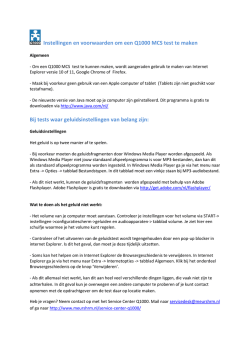 Instellingen en voorwaarden om een Q1000 MCS test