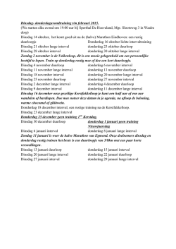 Dinsdag-donderdagtraining tot februari 2015