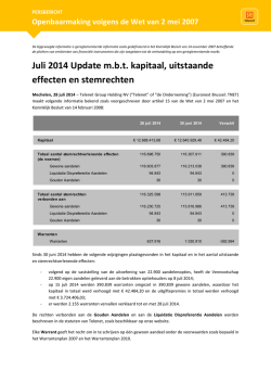 Juli 2014 Update m.b.t. kapitaal, uitstaande effecten en stemrechten
