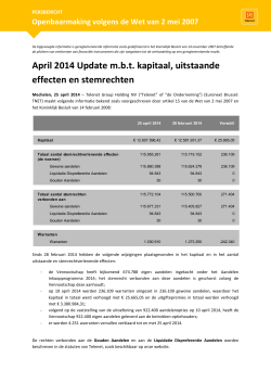 April 2014 Update m.b.t. kapitaal, uitstaande effecten en