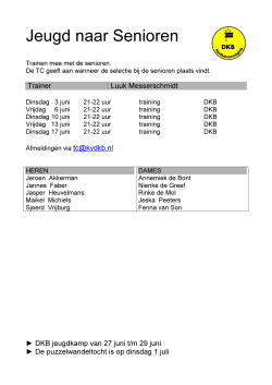 Indeling trainingsgroepen