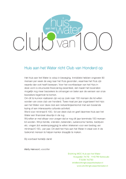Club van 100 HahW - Huis Aan het Water