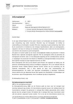 Informatiebrief aan de raad over regionale woonagenda Holland