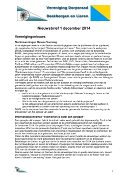 Nieuwsbrief 1 december 2014 - Dorpsraad Beekbergen en Lieren