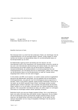 PAX Datum 22 april 2014 Onderwerp Reactie op brief van 27 maart