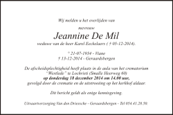 Jeannine De Mil - Uitvaartverzorging Van den Driessche