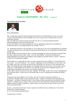 Jubileum(NIEUWSBRIEF(((Mei((2014((7((nummer(6