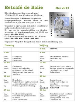 Eetcaf&eacute; de Balie Mei 2014